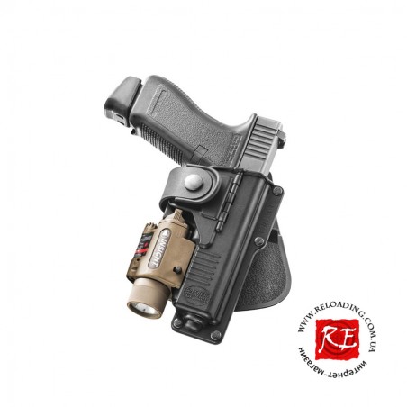 Кобура Fobus для Glock 17/22 с подствольным фонарем и поясным фиксатором
